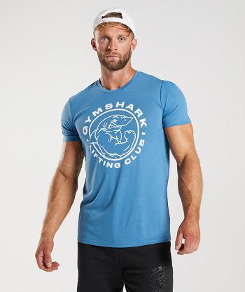 T Shirts Męskie Gymshark Legacy Niebieskie | PL 3830XYU